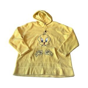 Vintage 2001‎ Warner Bros Studio Store Tweety Bird Fleece Hoodie Yellow Medium